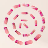 24pcs/Set Leopard French Tip 3D Flower Press-On Nails