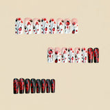 24pcs/Set Red Ladybug Floral Press-On Nails