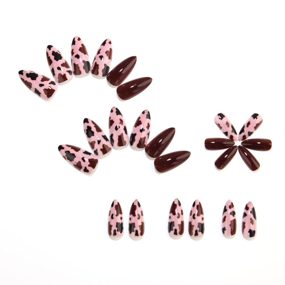 24pcs/Set Chocolate Brown Leopard Print Press On Nails