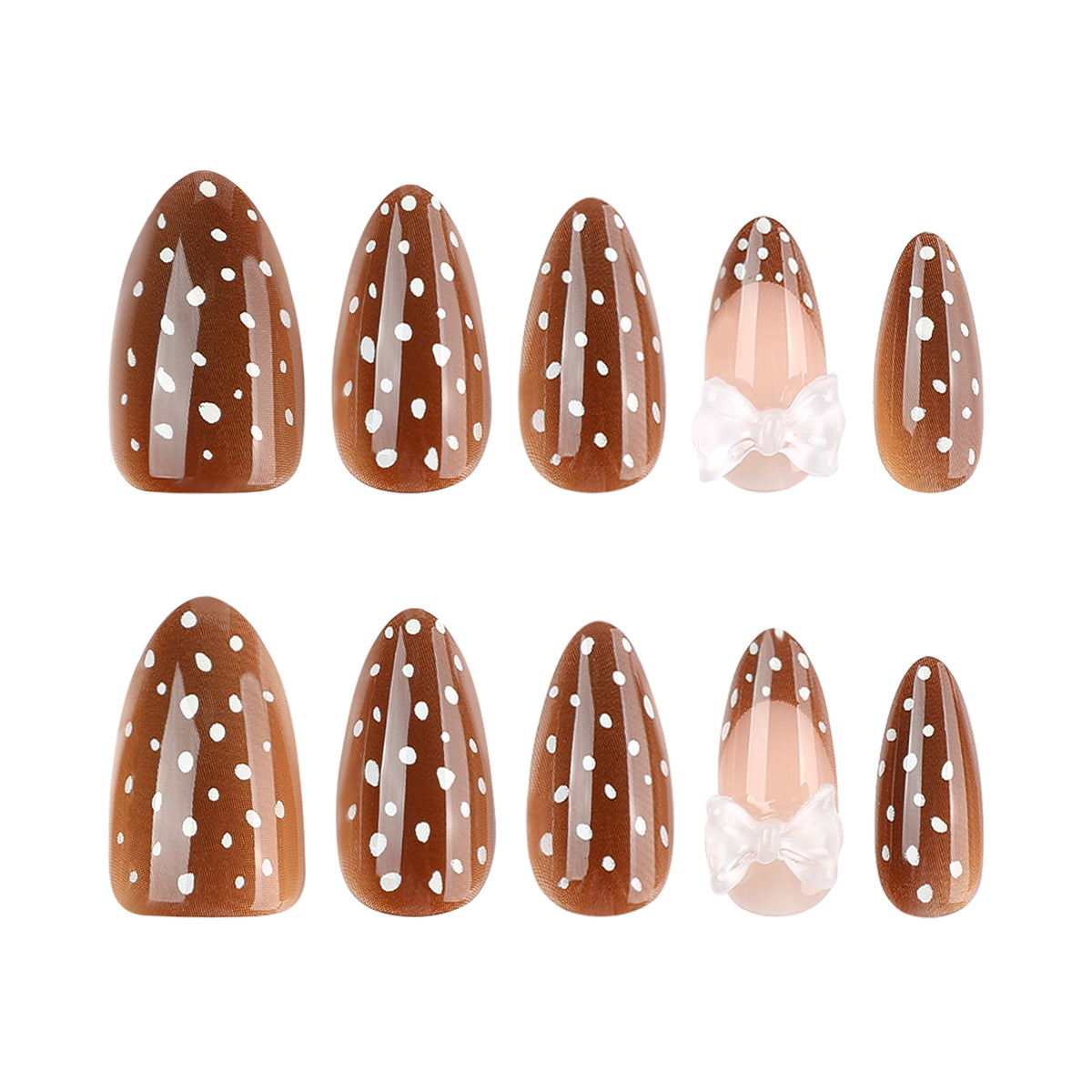 24pcs/Set Polka Dot French with Bows Press On Nails