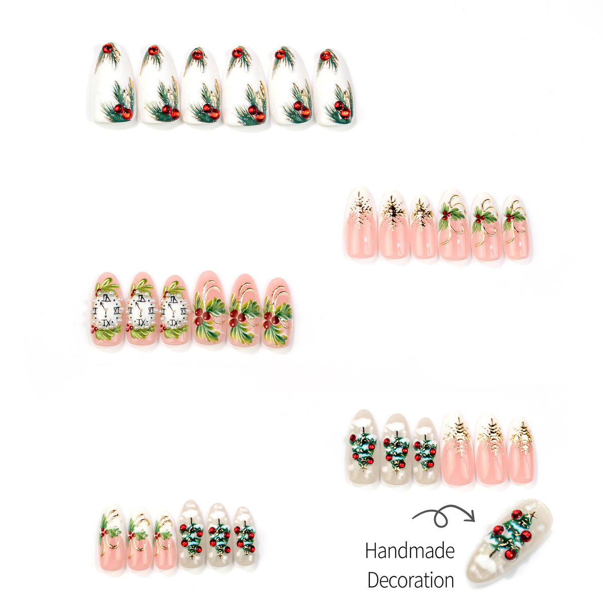 30pcs/Set Gold-Accented Snowflake French Tips Press On Nails