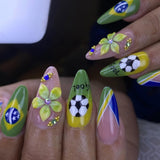 24pcs/Set 3D Soccer Flower Nail Art Press-On Nails