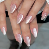 24pcs/Set Light Pink Cat Eye Press On Nails