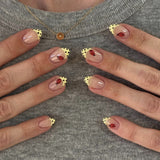 24pcs/Set French Tip 3D Ladybug Press-On Nails