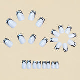 24pcs/Set Black & White French Tips Press-On Nails