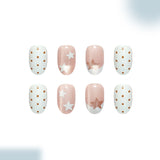 24pcs/Set French Polka Dot Star Cat Eye Press On Nails