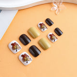 24pcs/Set Autumn & Winter Maple Leaves Press-On Nails