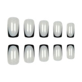 24pcs/Set Black-Edge French Press On Nails