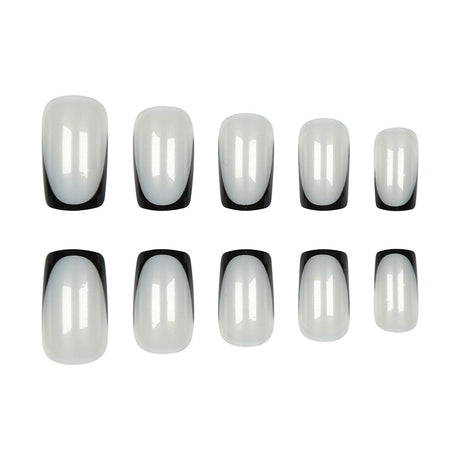 24pcs/Set Black-Edge French Press On Nails
