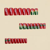 24pcs/Set Red Square Gift Box Press On Nails