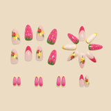24pcs/Set 3D Strawberry & Lemon French Press-On Nails