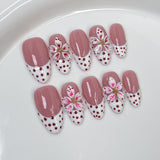 (Handmade) 10pcs/Set 3D Sculpted Polka Dot French Press-On Nails