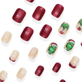 24pcs/Set Grinch Snowflakes & Red French Tips Press-On Nails