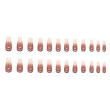 24pcs/Set Gradient Nude Brown with Silver Lines Press-On Nails