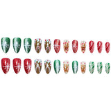 24pcs/Set Gingerbread Man & Candy Press On Nails