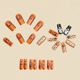 24pcs/Set Pumpkin White Ghost Skull Star Press-On Nails