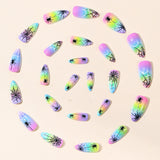 24pcs/Set Colorful Gradient Spider Web Press-On Nails