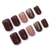 24pcs/Set Gradient Gold Foil Branches Press-On Nails