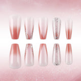 24pcs/Set Silver Glitter Press-On Nails