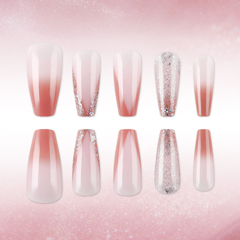 24pcs/Set Silver Glitter Press-On Nails