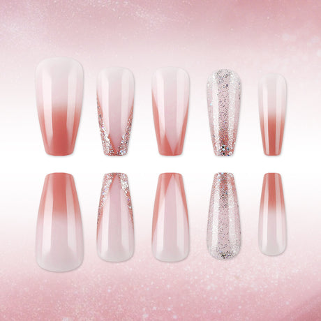 24pcs/Set Silver Glitter Press-On Nails