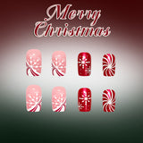24pcs/Set Red Snowflake Bow Press On Nails