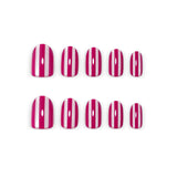 24pcs/Set Raspberry Red Striped Cat Eye Press-On Nails