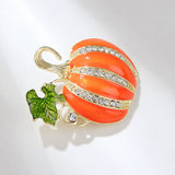 Halloween Rhinestone Pumpkin Brooch