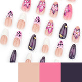 24pcs/Set 3D Embossed Floral French Press-On Nails