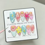 (Handmade) 10pcs/Set Red Starfish Ocean Sculpted Press-On Nails