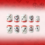 24pcs/Set Heart Doodles & Polka Dots Press-On Nails