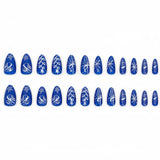24pcs/Set Royal Blue Cat Eye Snowflakes Press On Nails