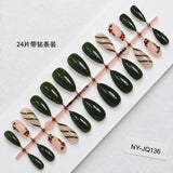24pcs/Set Glitter Holly & Red Berries Press-On Nails