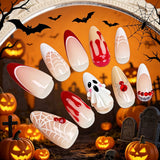 30pcs/Set Ghost & Red Spider French Press On Nails