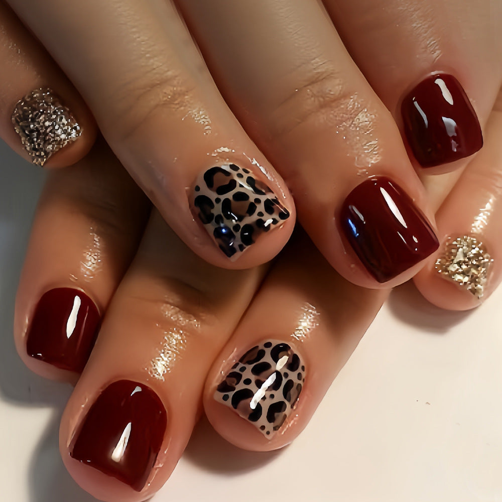24pcs/Set Brown Leopard Print Press-On Nails