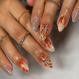 24pcs/Set Glitter Maple Leaf Press-On Nails