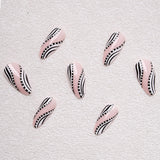 24pcs/Set Black & White Stripes and Polka DotsPress-On Nails
