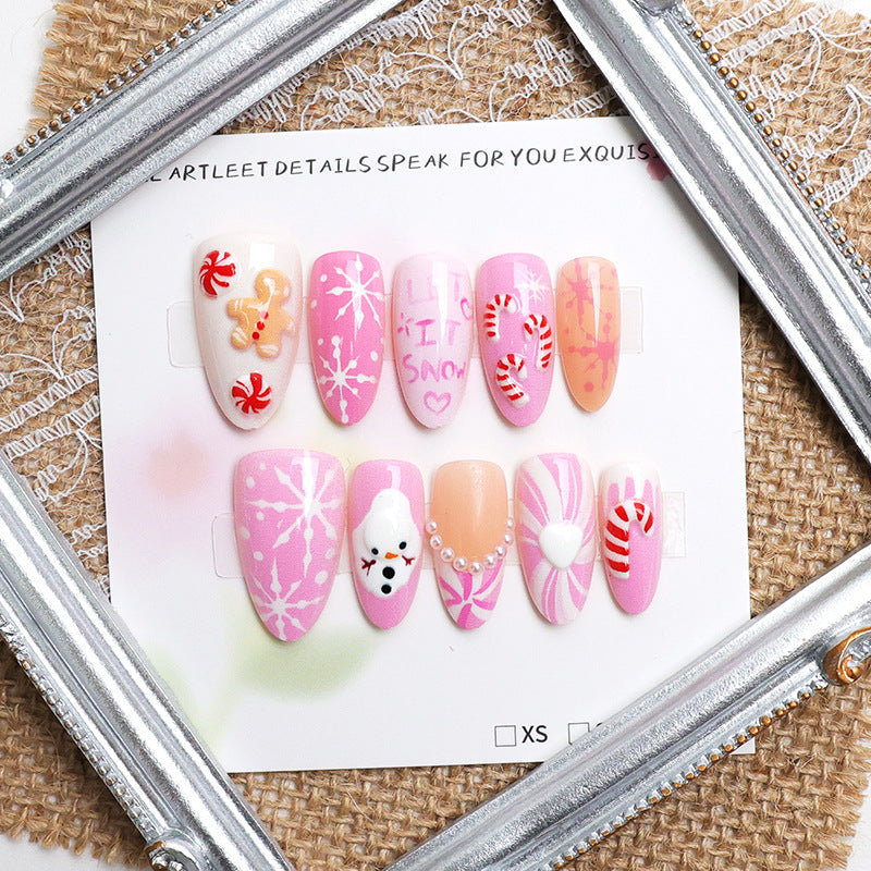 30pcs/Set 3D Candy & Gingerbread Man Press-On Nails