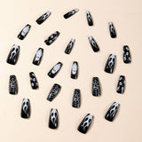 24pcs/Set Black Spider Web Ghost Press On Nails