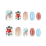 24pcs/Set Fresh Floral French Press On Nails