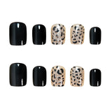 24pcs/Set Black Leopard Press On Nails