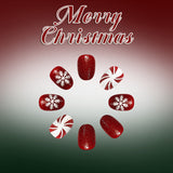 24pcs/Set Spiral Glitter Snowflake Press On Nails