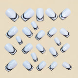 24pcs/Set Black & White French Tips Press-On Nails