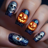 24pcs/Set Skull Pumpkin Press-On Nails
