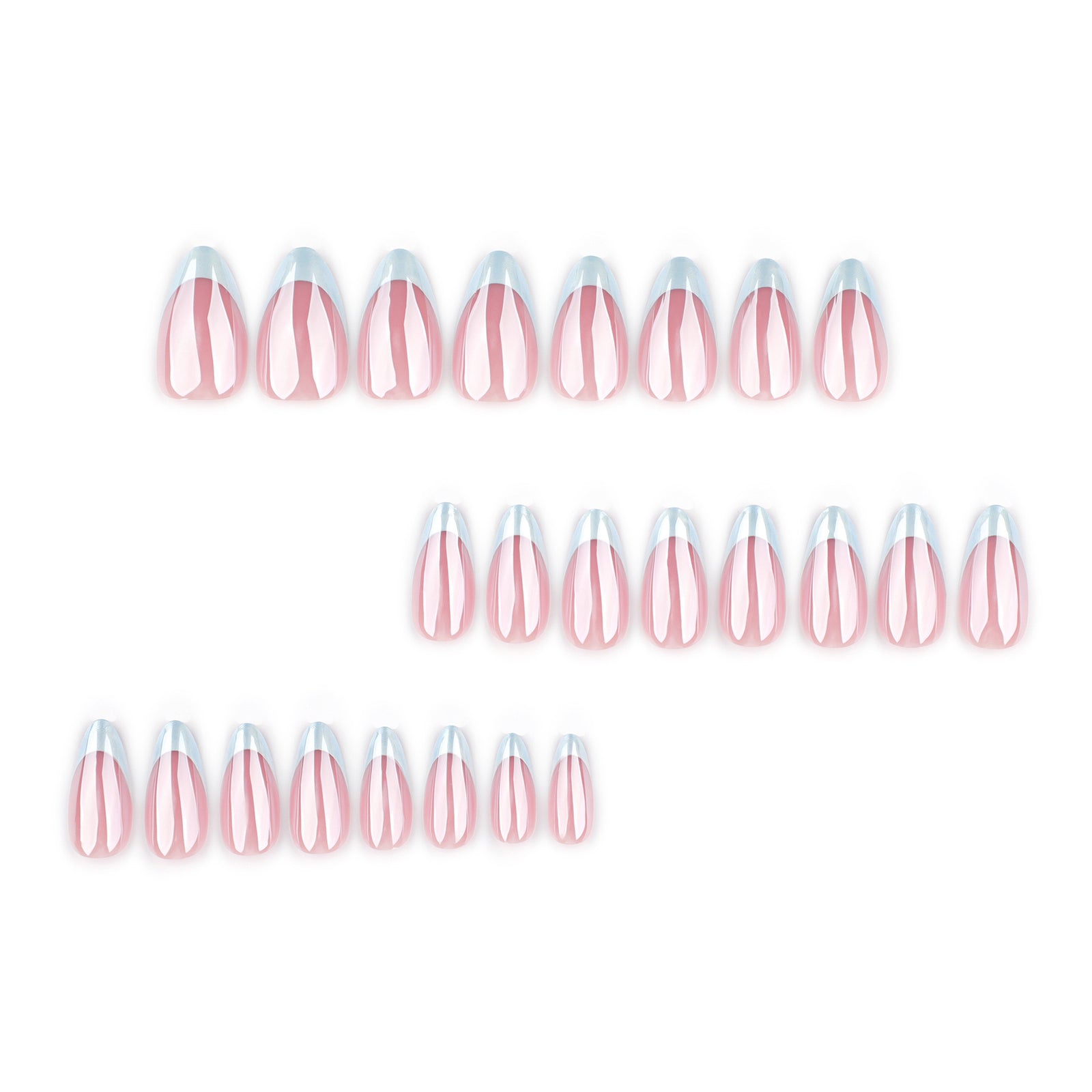 24pcs/Set White Chrome French Tip Press-On Nails