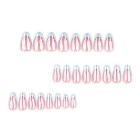 24pcs/Set White Chrome French Tip Press-On Nails