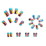 24pcs/Set Blue-Purple Abstract Vine Press-On Nails
