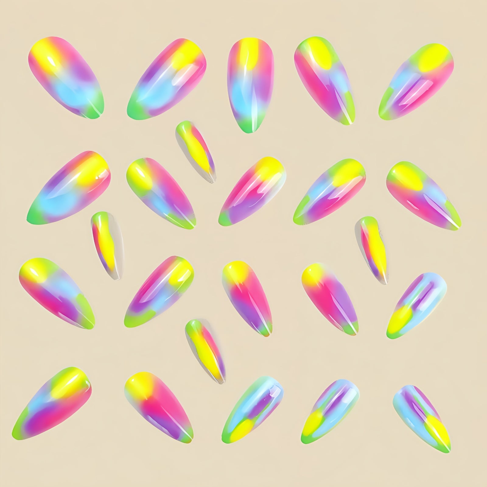 24pcs/Set Multicolor Gradient Press-On Nails