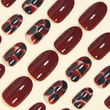 24pcs/Set Amber Marble Press On Nails