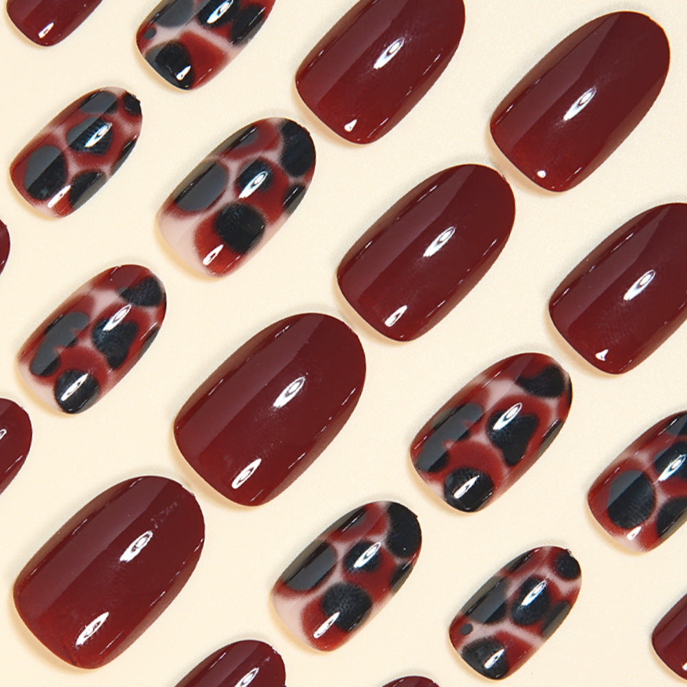 24pcs/Set Amber Marble Press On Nails